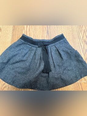 Jacadi wool gray skirt pleated ribbon adjustable waist skirt size 2Y